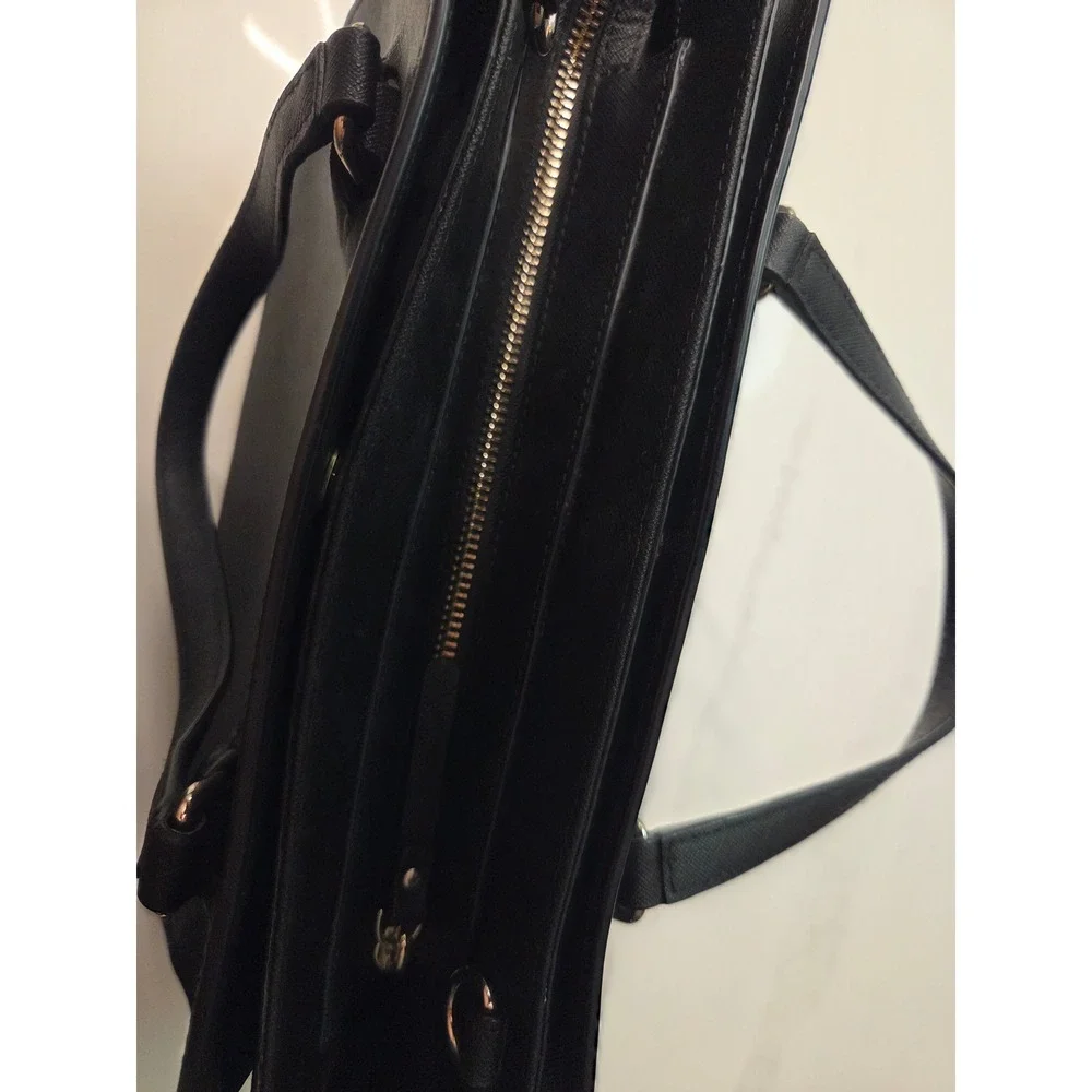 Kate Spade New York Black Saffiano Leather Triple Compartment Satchel Handbag